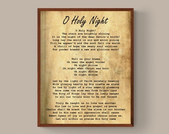 O Holy Night Sign O Holy Night Vintage Page Version framed 