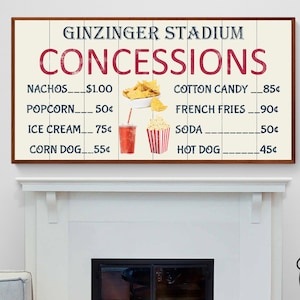 Personalized Family Concessions Sign: Custom Movie Room Decor
