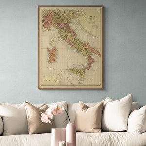 Vintage Italy Map Print: 1890 Italian Heritage Wall Decor