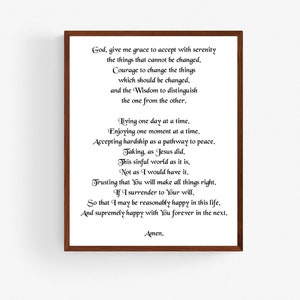 The Serenity Prayer sign | God give me the grace to accept with serenity poem | full Serenity Prayer text | inspirational wall art sign