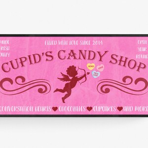 Cupid&#39;s Candy Shop Sign: Valentine&#39;s Day Canvas Wall Decor