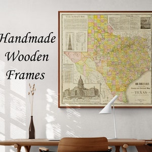 Vintage Texas Map Print: 1891 Railroad Map, Retro Wall Decor