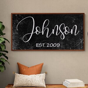 Personalized Family Name Established Canvas Sign: Distressed Vintage Style