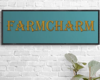 FARMCHARM farmhouse sign | farmcharm glitter farmhouse style sign | farmhouse home decor | custom color farmhouse sign