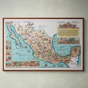 Vintage Pictorial Map of Mexico: Restored 1939 Historical Print