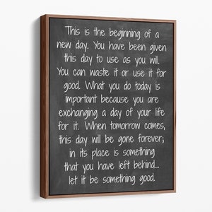 This is the Beginning of a New Day | Home Decor | Signs | Large Wall Art | Quotes to Live by | Wood Framed Sign | Inspirational Quotes