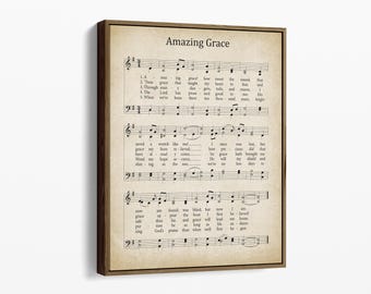 Custom Hymn Canvas Print: Vintage Sheet Music, Wood Frame