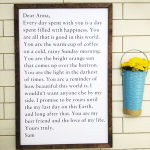 Custom Canvas Wedding Vows Sign, Framed Wood, Anniversary Gift (36x24)