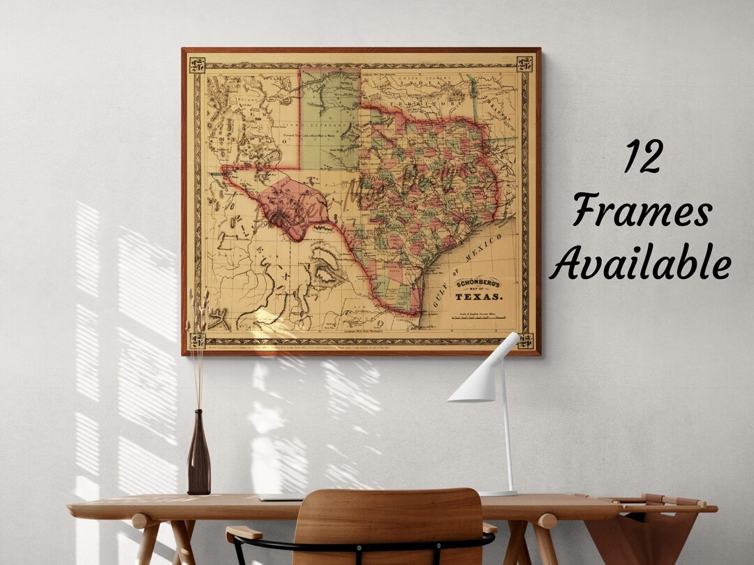 Abstract Texas Map Vintage Wall Art Print US State