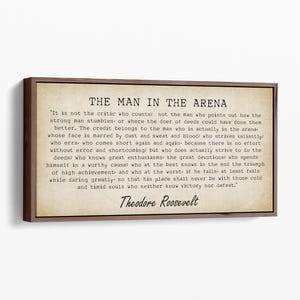 The Man in the Arena Framed Sign: Theodore Roosevelt Inspirational Quote