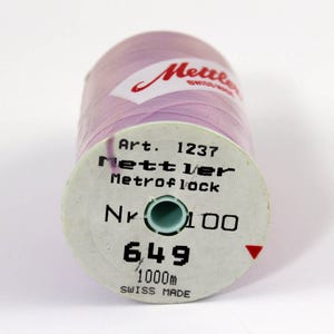 One Spool Nylon Thread, Mettler Metroflock 1237, Swiss 100% Nylon Thread, 1094 Yards, Pink Serger Overlock Thread, Lavender Serger Thread image 2