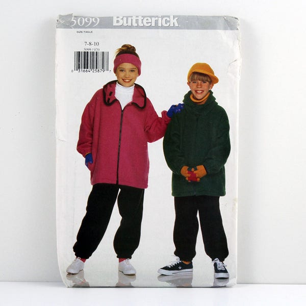 Butterick Pattern 5099, Girls' and Boys' Jacket, Pants, Cap, Headband, Size 7-10 Uncut, Girl and Boy Hats, Winter Coat, Easy Sewing Pattern