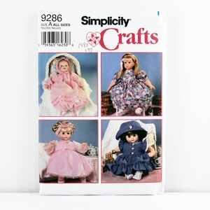 Simplicity Crafts Pattern 9286 Design Your Own Doll Clothes, Size Small (12"-14"), Medium (16"-18"), Large (20"-22") Dress, Panties, Bonnet