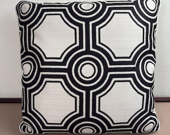 Premium 20x20 Blk & Wht Geometric Throw Pillow Modern Deco, Feather Down Insert