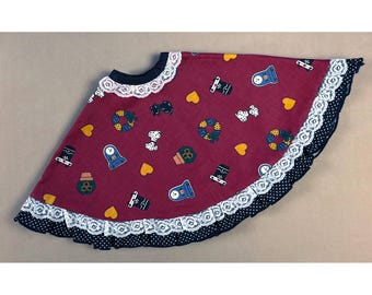 Medium Vintage Country Goose Dress with Polka Dot Ruffle, Porch Goose Clothes Outfit, Heartwarming and Charming Dress for Lawn Goose