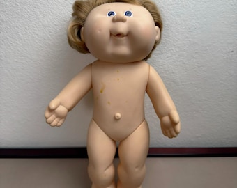 Vintage Cabbage Patch Splashin’ Kids Doll, All Vinyl Body, Jointed, Blue Eyes