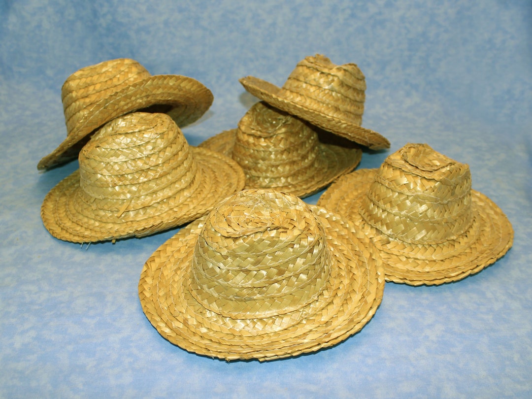6PCS 7 Cowboy Hat Natural Straw Doll Hat Mini Western - Etsy