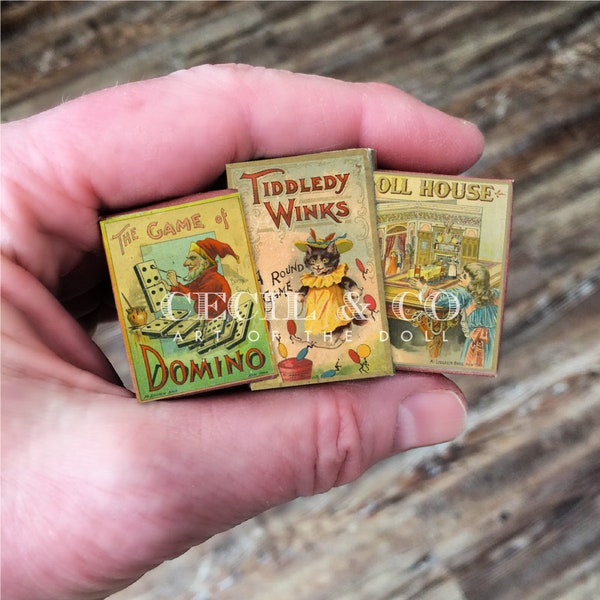 Miniature Antique Vintage Games for Art Dolls, BJDs, Blythe, Playscale 1/6