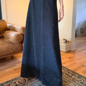 70s A-Line Striped Maxi Skirt with Metallic Thread