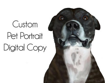 Custom Pet Portraits- Digital. Pet Memorial Gift Custom Portrait Illustration