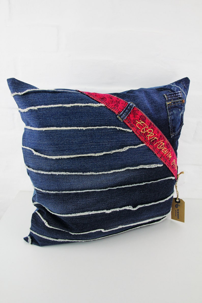 Throw pillow denim pillow upcycled clothing Etsy