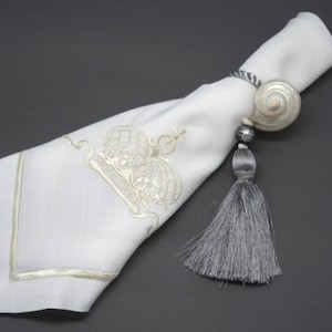 Crown NAPKIN Easy Iron Ecru Embroidery Unique Gift Birthday Engagement Wedding Valentine Present