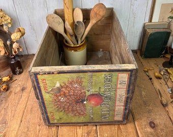 Vintage Wooden Apple Crate, Bottle Rack, Toy Box, Storage