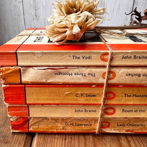 Stack of Vintage Orange Penguin books