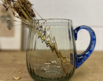 Art Deco Blue Glass Jug Pitcher