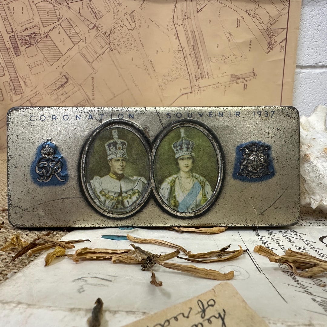 Antique Commemorative Coronation Tin 1937 George VI & Elizabeth ...