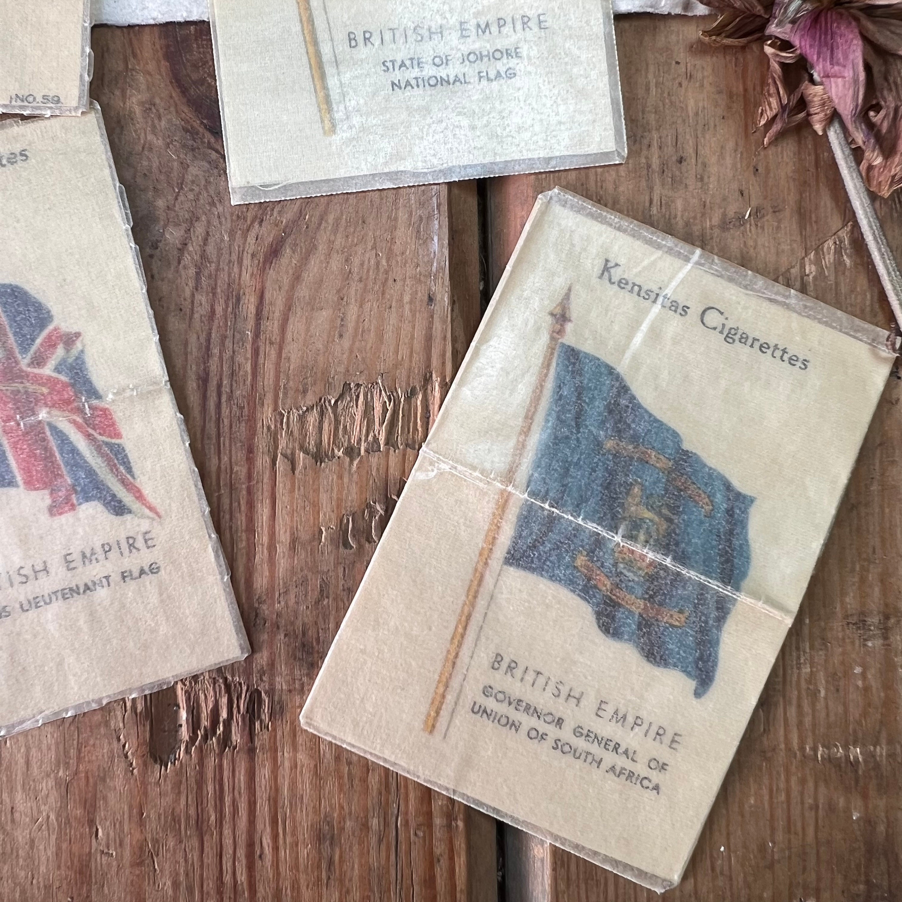 Collection of Kensitas Cigarettes British Empires Flag Silks Set