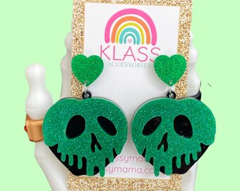 Disney Inspired Poison Apple Evil Queen Snow White Acrylic Statement Earrings