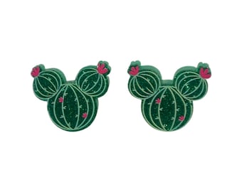 Disney Mickey Minnie Mouse Logo Head Encanto Inspired Cactus Sparkle Stud Earrings