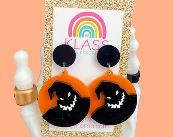 Disney Inspired NBC Nightmare Before Christmas Oogie Boogie Bash Halloween Acrylic Statement Earrings