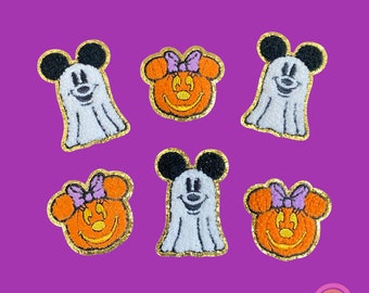 New Stoney X Disney Inspired Mickey Ghost OR Minnie Mouse Pumpkin Inspired Halloween Iron On Patch YOU PICK