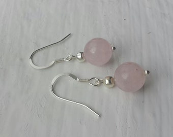 Pretty Rose Quartz and Sterling Silver Earrings