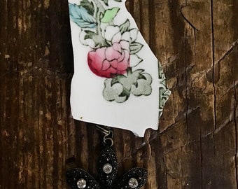 Vintage Broken China Georgia Flower Necklace