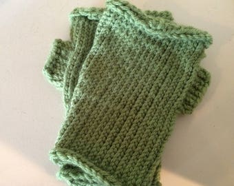 Large Green Fingerless Gloves