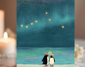 Birthday or Anniversary, Let's Do This Forever Penguins 5x7 Premium Card Stock