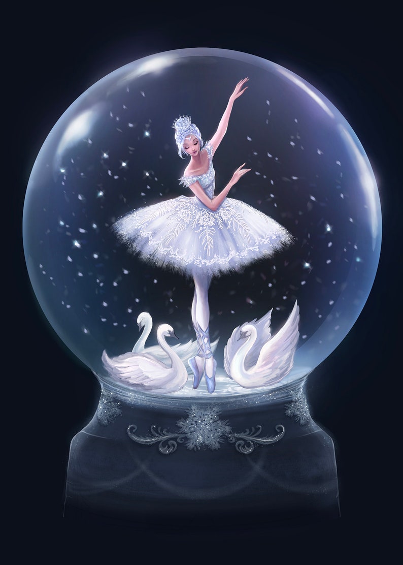 Ballerina Snowglobe Print Multiple Sizes swan Lake & Nutcracker ...