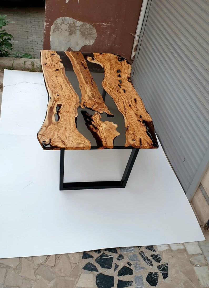 Olive Epoxy Table Smoke Grey Resin Table Custom Resin Table Etsy