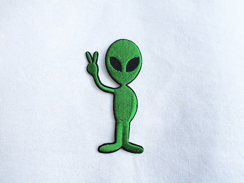 1x Green Alien Patch Roswell Nasa V Sign Iron on - Etsy