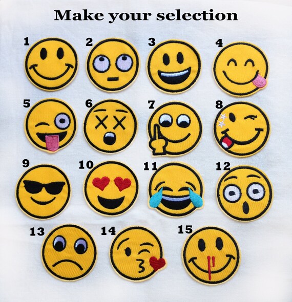 Au Choix Patch Emoji Smiley Jaune Ecusson Thermocollant Brode Etsy