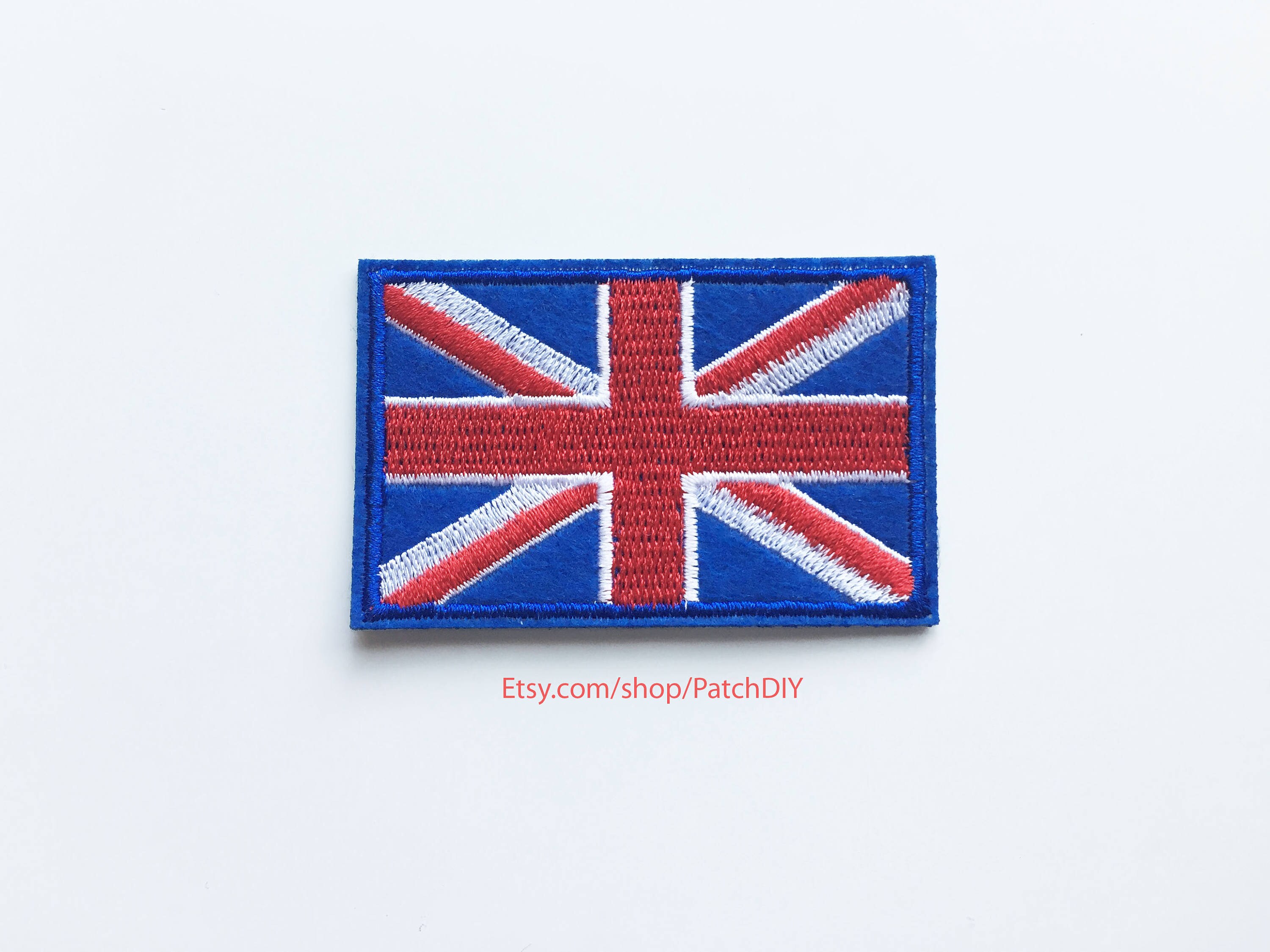 BRITISH FLAG EMBROIDERED PATCH UNION JACK ENGLAND UK GREAT BRITAIN IRON-ON blue 