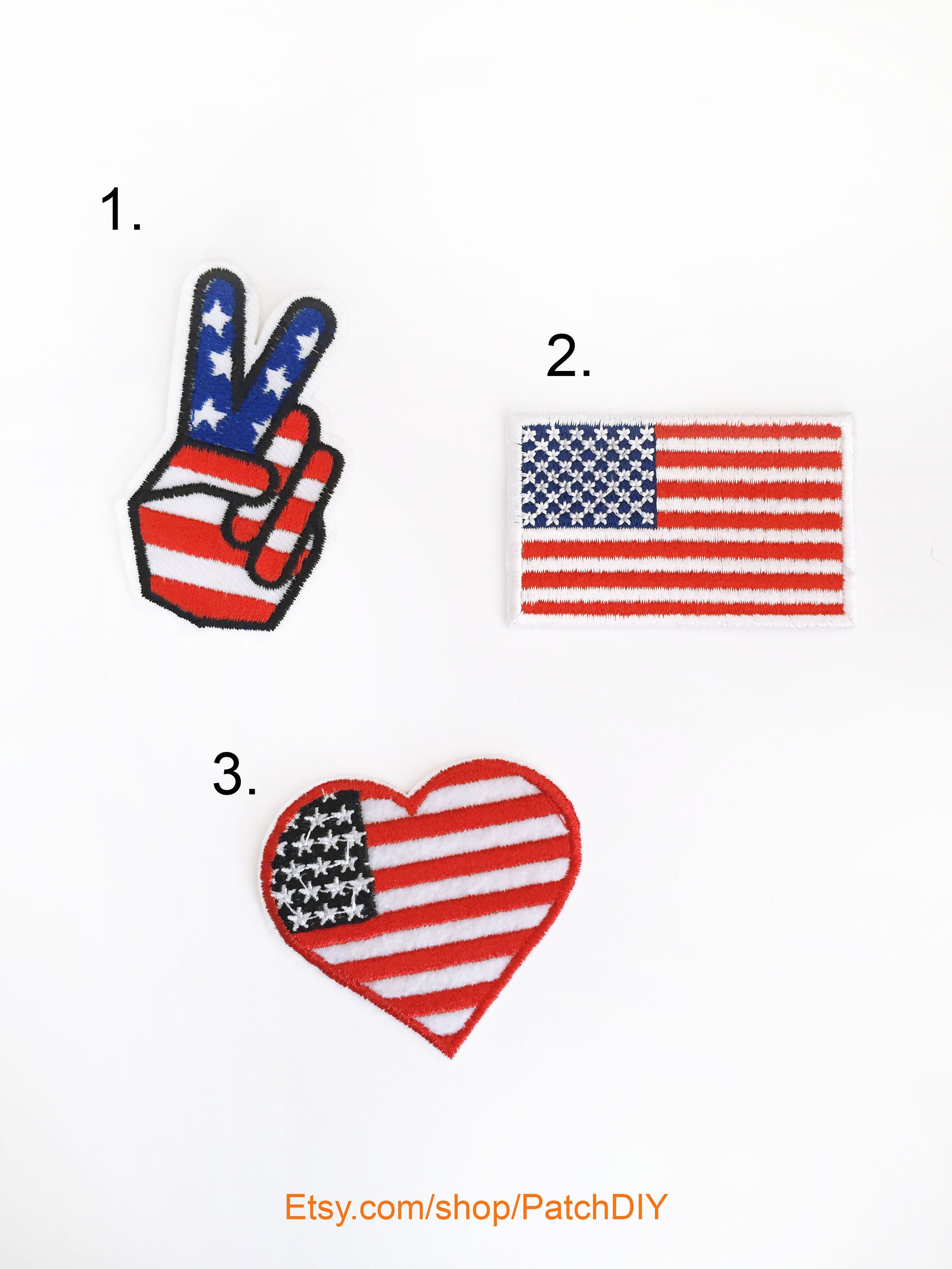 July 4th AMERICAN FLAG heart USA patriotic PATCH IRON-ON embroidered NEW 2/"x2/"