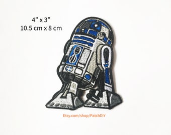 Star Wars R2D2 Head 2 3/4" x 2 3/4" Iron On Patch Free Shipping by Envelope Mail 
