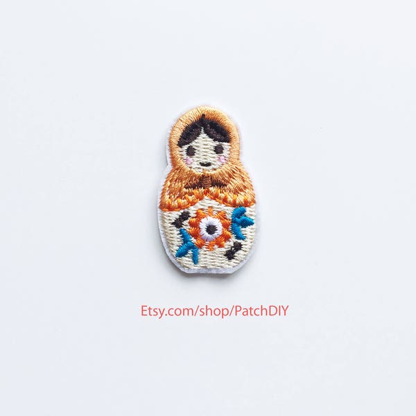 Patch Matryoshka Doll iron on embroidered applique russian tradition Russia women DIY project custom wooden stacking nesting Babushka