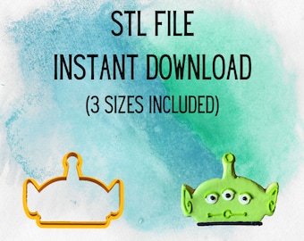 STL INSTANT DOWNLOAD for the Toy Story Alien Head Cookie Cutter 3 sizes