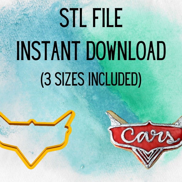 TÉLÉCHARGEMENT INSTANTANÉ STL pour Cars Logo Cookie Cutter 3 tailles