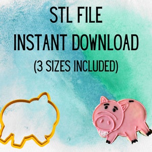 STL INSTANT DOWNLOAD for the Toy Story Hamm Cookie Cutter 3 sizes
